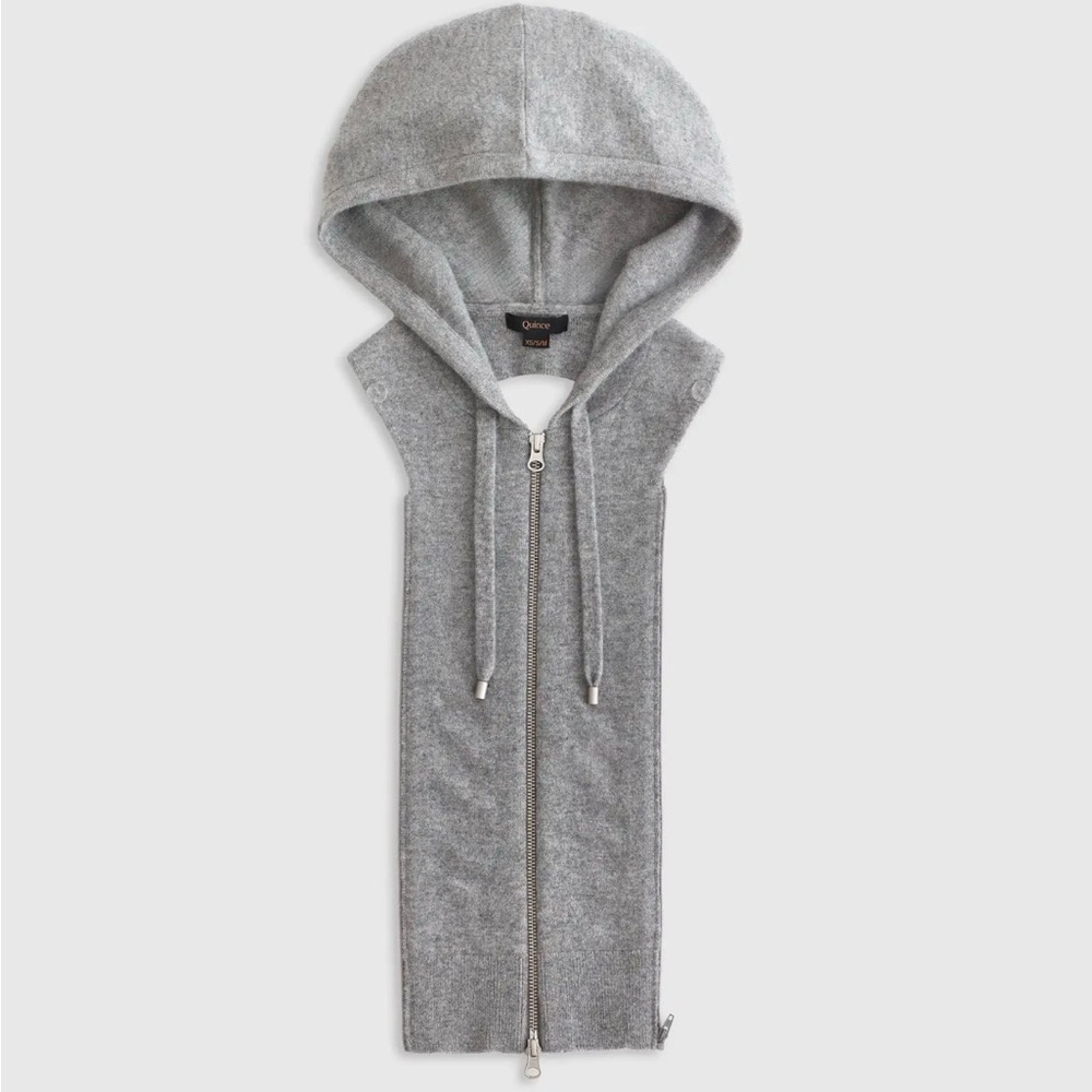 Quince Heather Gray Cashmere Knit Hoodie insert